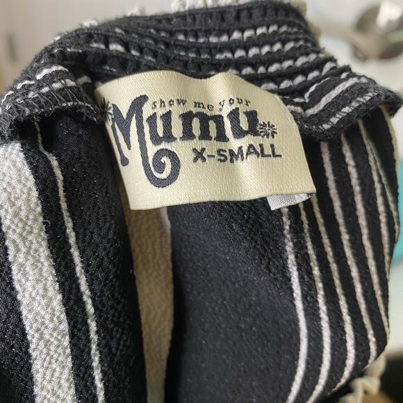 Show Me Your Mumu Rosarita Romper Black and White Stripe Womens Size Extra Small - Picture 7 of 9